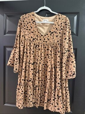 &merci Leopard Print Tiered Babydoll Mini Dress Size Small